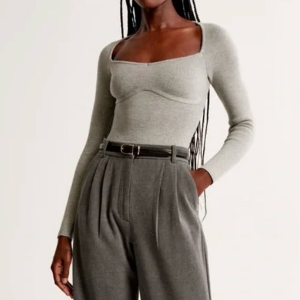Abercrombie & Fitch Sweetheart Bodice Sweater Bodysuit – Grey (S)
